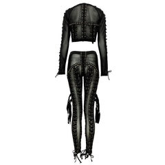 Diva Lace Up Mesh Pants Set