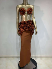 Flowers Bandage Skirt Set