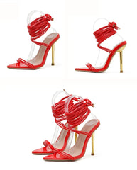 Gladiator Pointed Toe Lace-Up Stiletto Heels