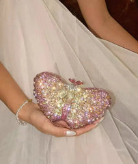 Butterfly Shaped Rhinestone Clutch Bag