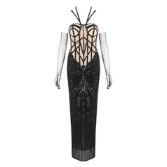 Black Sequin Embellished Mermaid Dress
