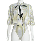 Cape Houndstooth Bodysuit Set