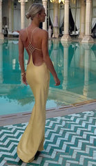 Backless Satin Maxi Dress