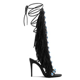 Cowgirl Suede Tassel High Heels