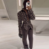 Chic Plaid Flattering Shirt Blouse