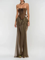 Elissa Corset Mesh Maxi Dress