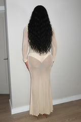 Bryana Mesh Ruched Maxi Dress