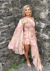 Floral Corset One Shoulder Dress