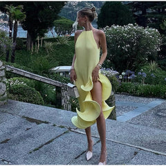 Asymmetrical Rolled Hem Mid Dress