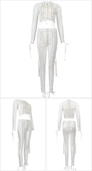 Diva Lace Up Mesh Pants Set (white)