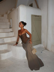 Elissa Corset Mesh Maxi Dress