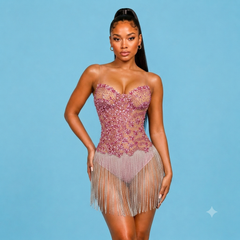 Cocktail Fringe Sheer Mini Dress