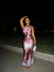Esther Floral Satin Maxi Dress