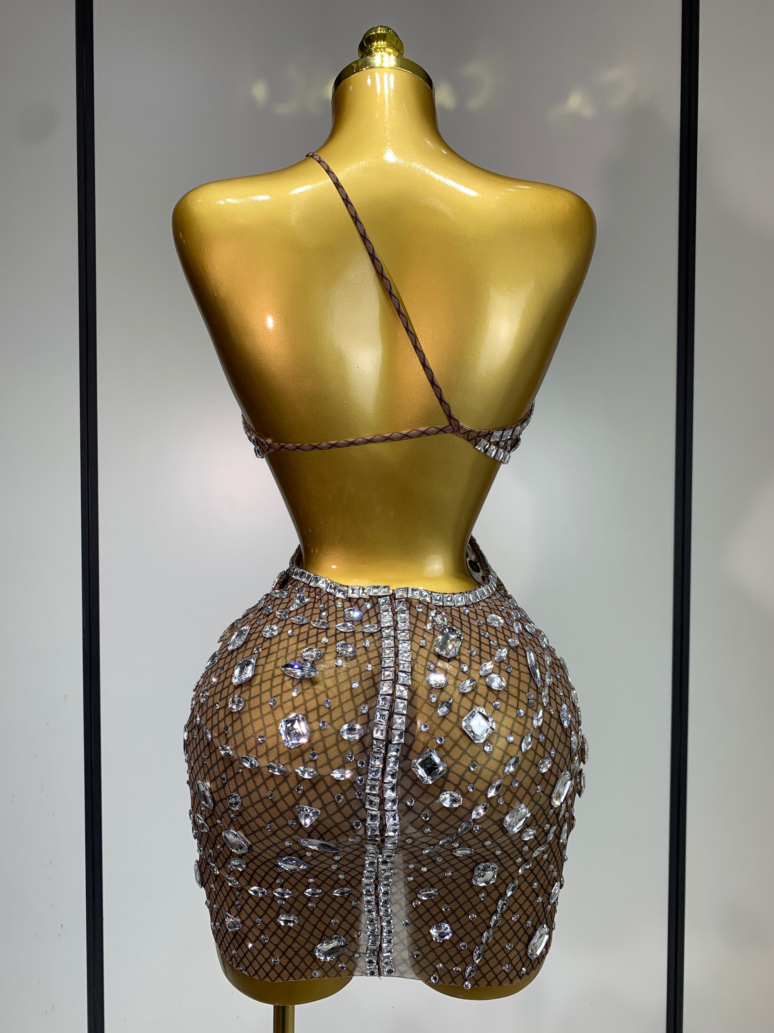 Anaya Mesh Sequins Mini Dress