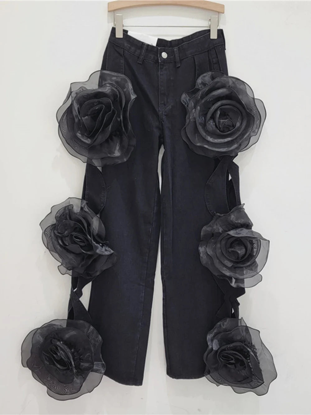 3D Flower Denim Pants