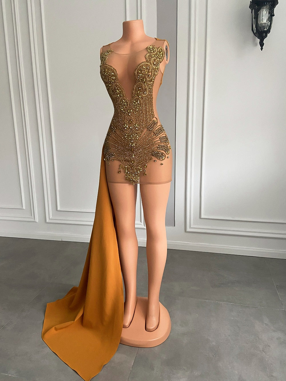 Angel Luxury Sheer Mesh Sparkly Dress
