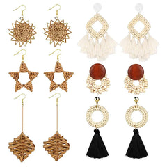 Boho Rattan Braid Drop Earrings