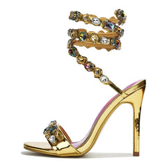 Crystal Ankle Wrap High Heels