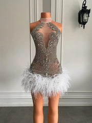 Crystal Feather Mini Dress