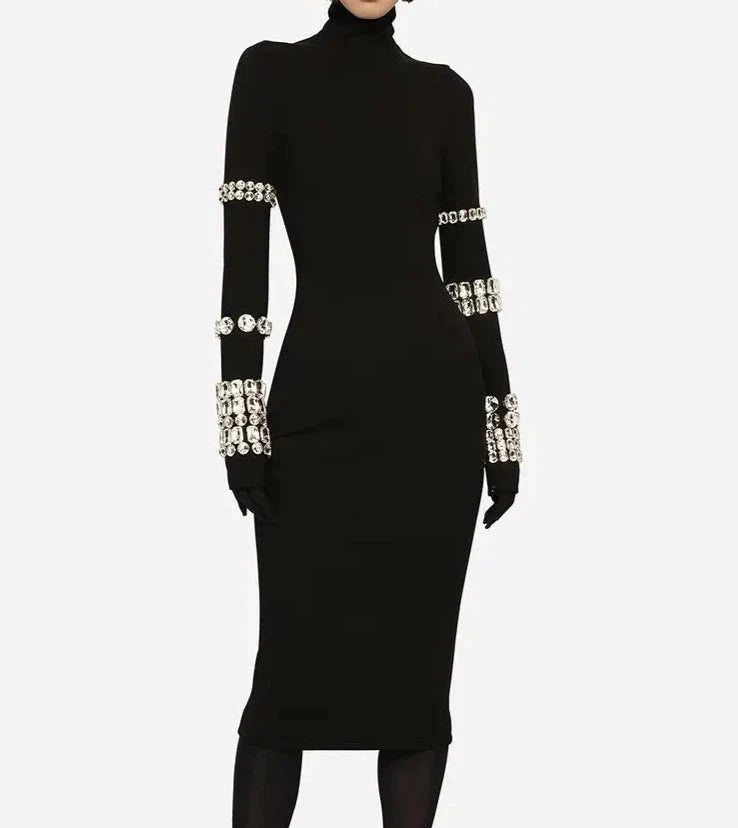 Crystal Luxury Bandage Midi Dress