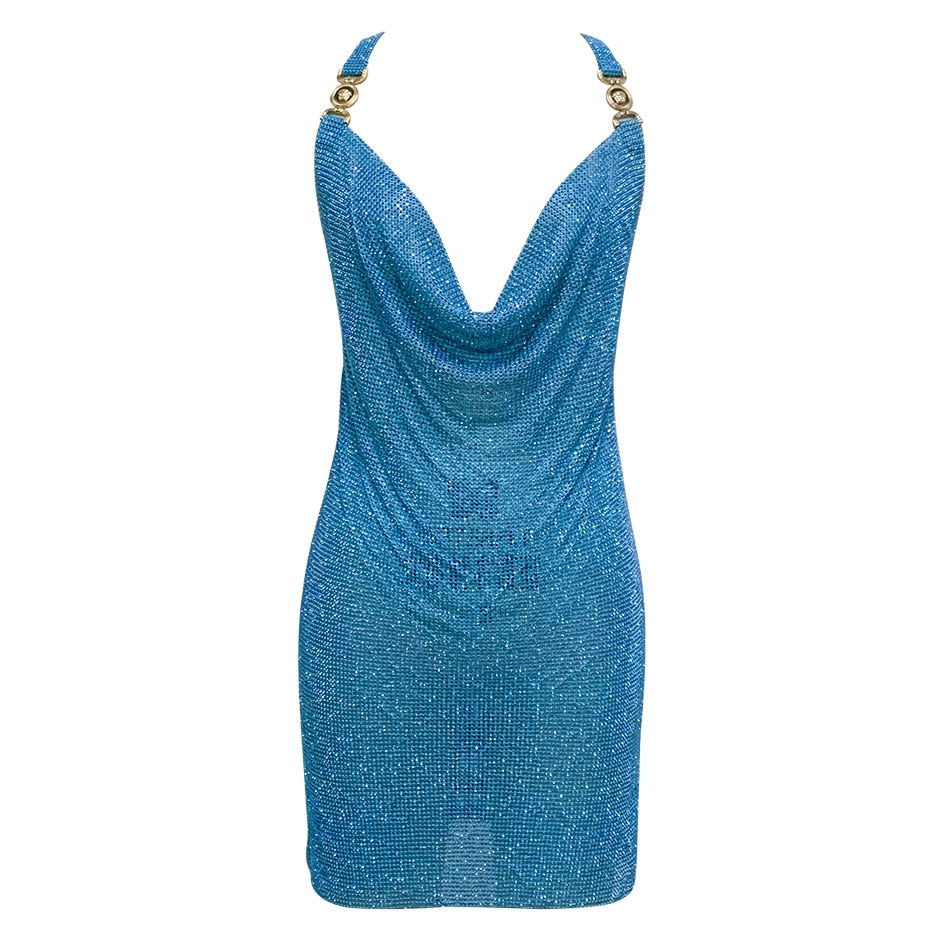 Crystal Mesh Rhinestones Mini Dress