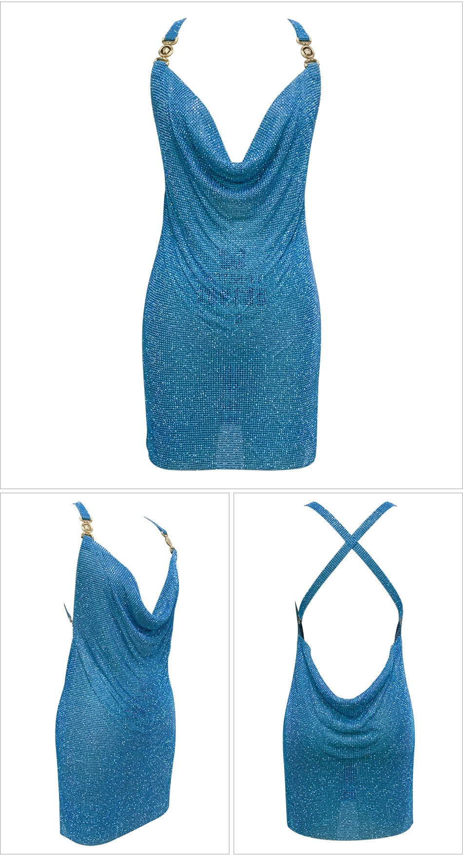 Crystal Mesh Rhinestones Mini Dress