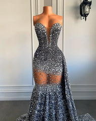 Crystal Sequin Mermaid Maxi Dress