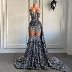 Crystal Sequin Mermaid Maxi Dress