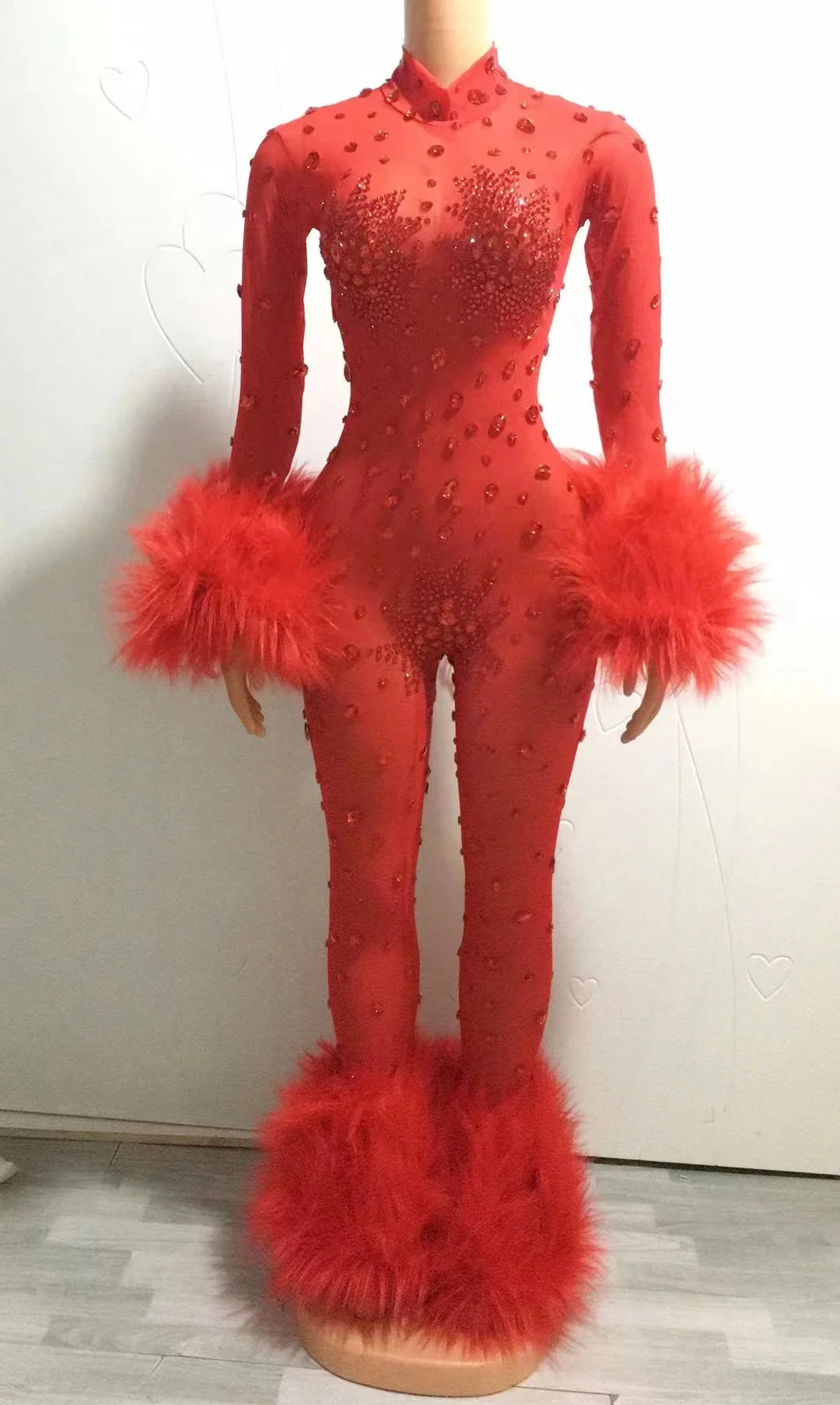 Feather Rhinestone Jumpsuit