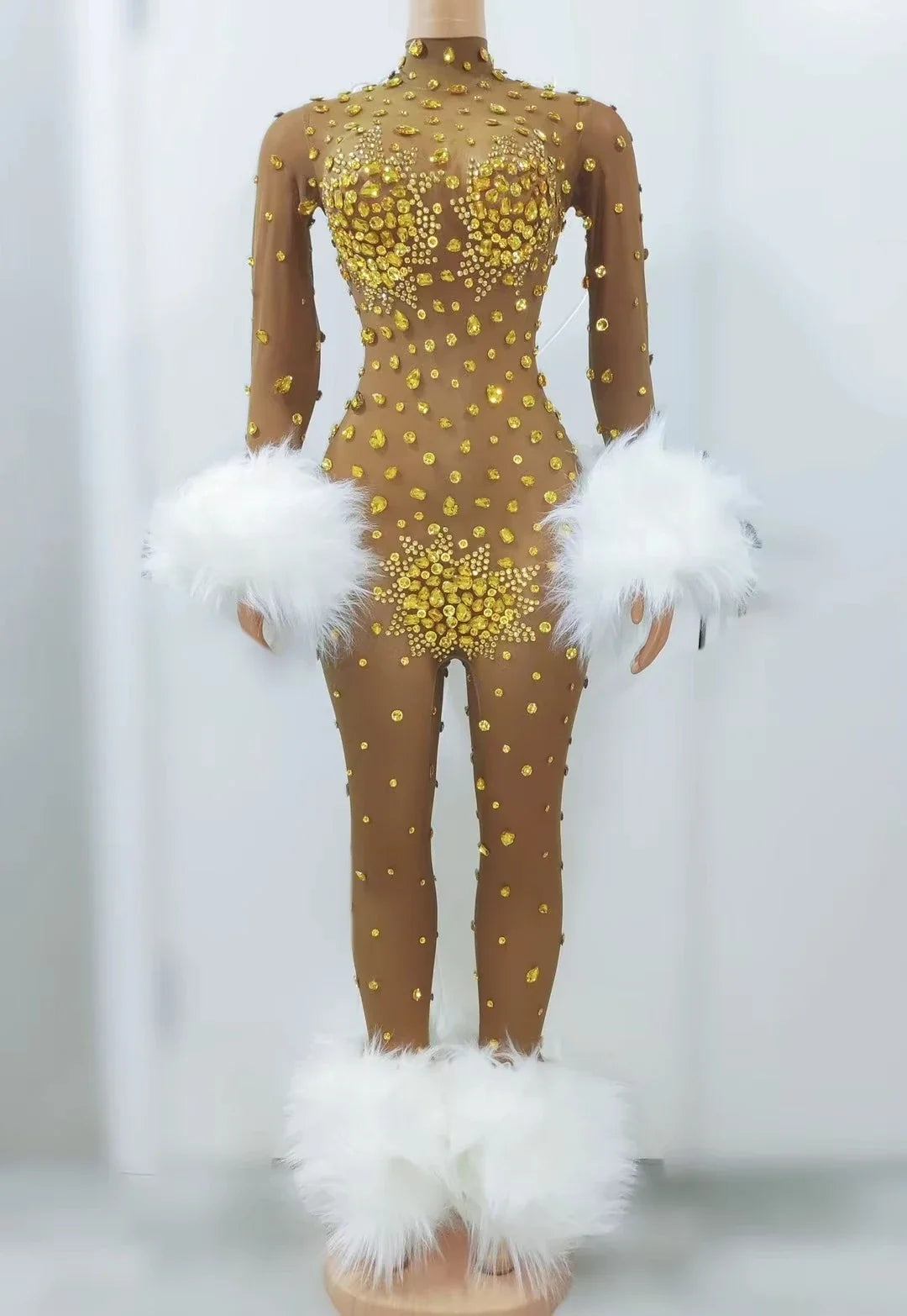 Feather Rhinestone Jumpsuit