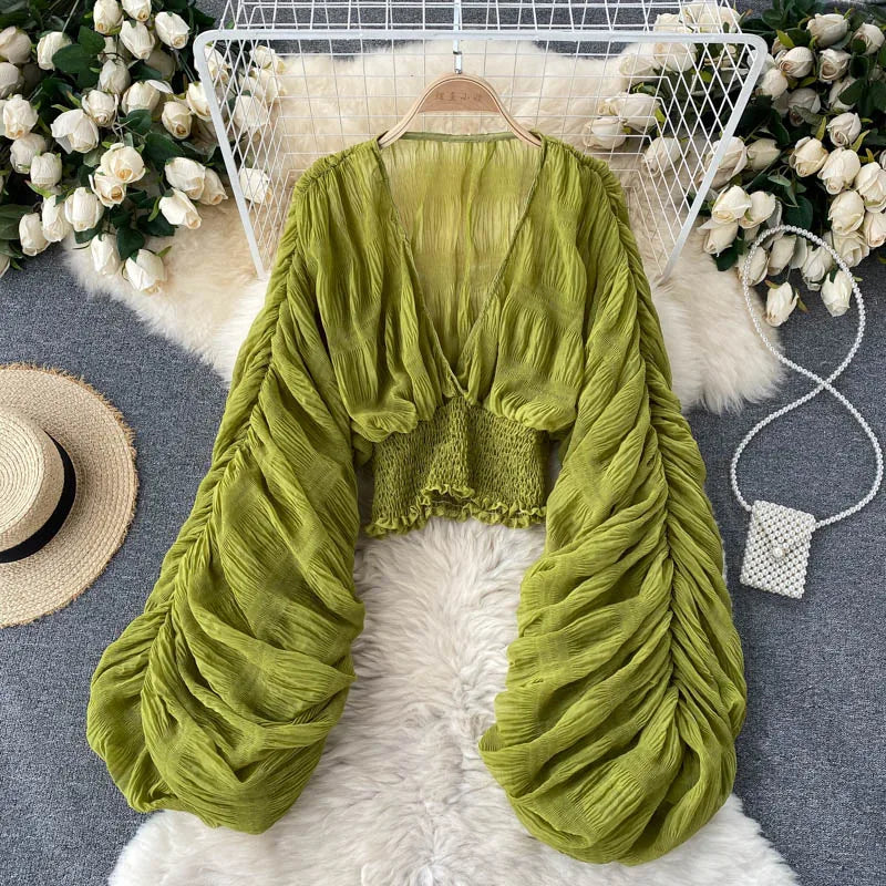 Chiffon Puff  Sleeve Top
