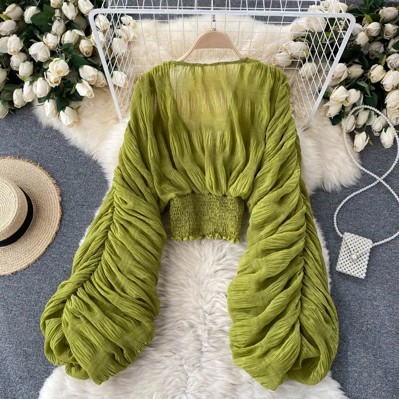 Chiffon Puff  Sleeve Top