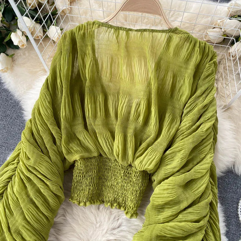 Chiffon Puff  Sleeve Top
