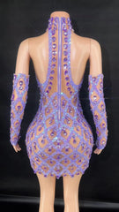 Hillary Rhinestones Mesh Dress