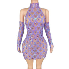 Hillary Rhinestones Mesh Dress