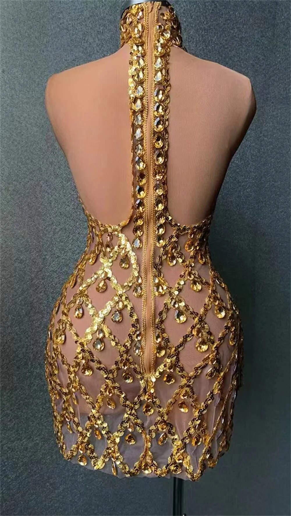 Hillary Rhinestones Mesh Dress