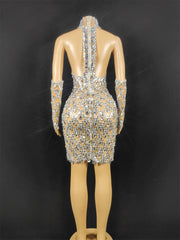 Hillary Rhinestones Mesh Dress