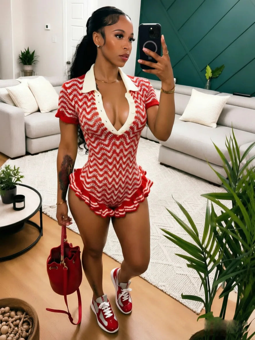 Esha Knit Ruffle Romper