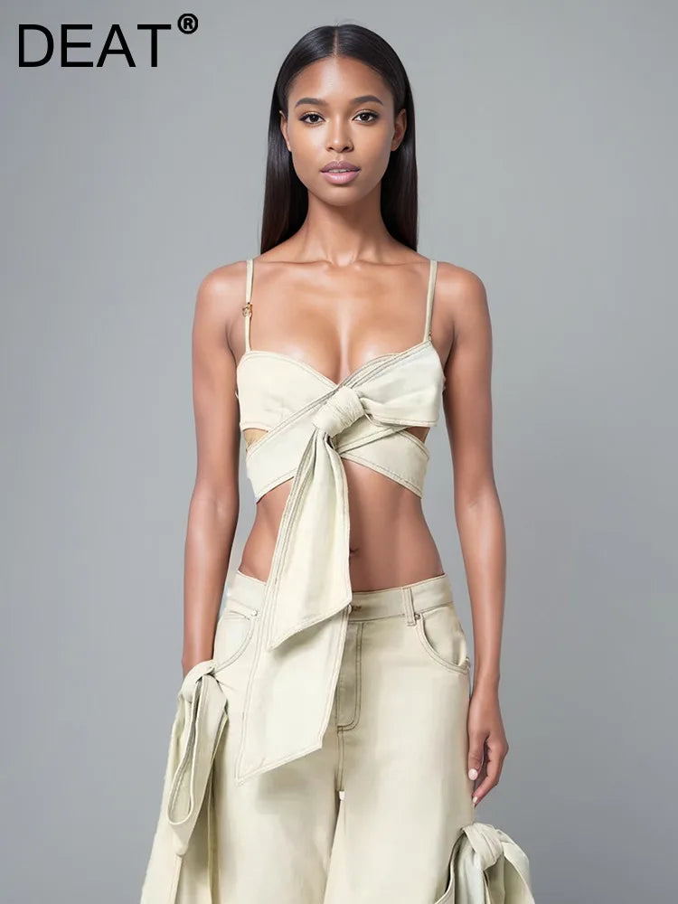 Bow Wrap Denim Set