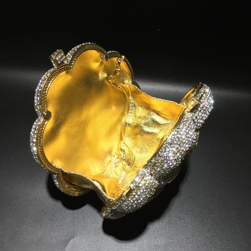 Floral Crystal Clutch Purse