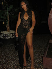 Asymmetrical Metal Knot Slit Dress