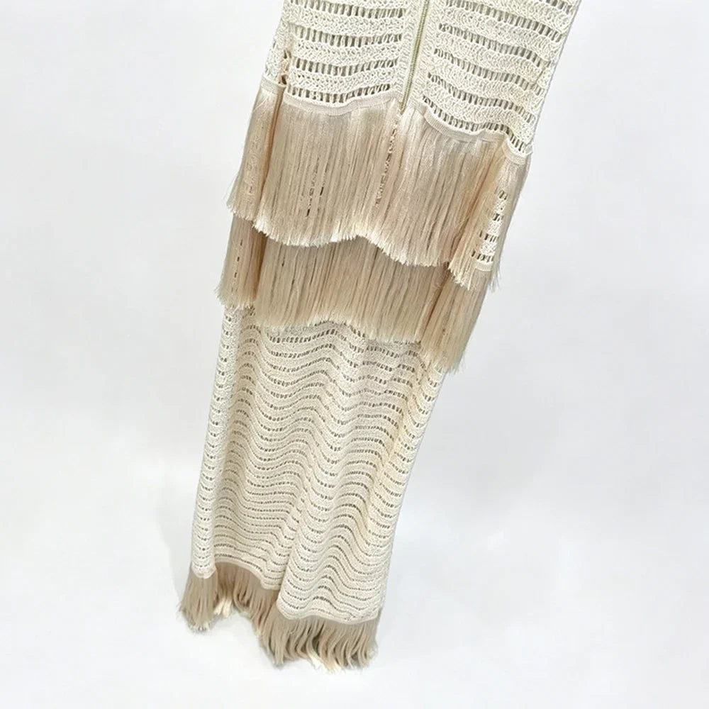 Dolores Knitted Fringe Maxi Dress