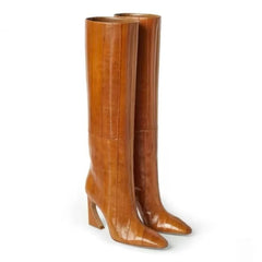 Crocodile Chunky Heel Boots