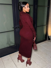 Fanie Knit Fur Maxi Dress