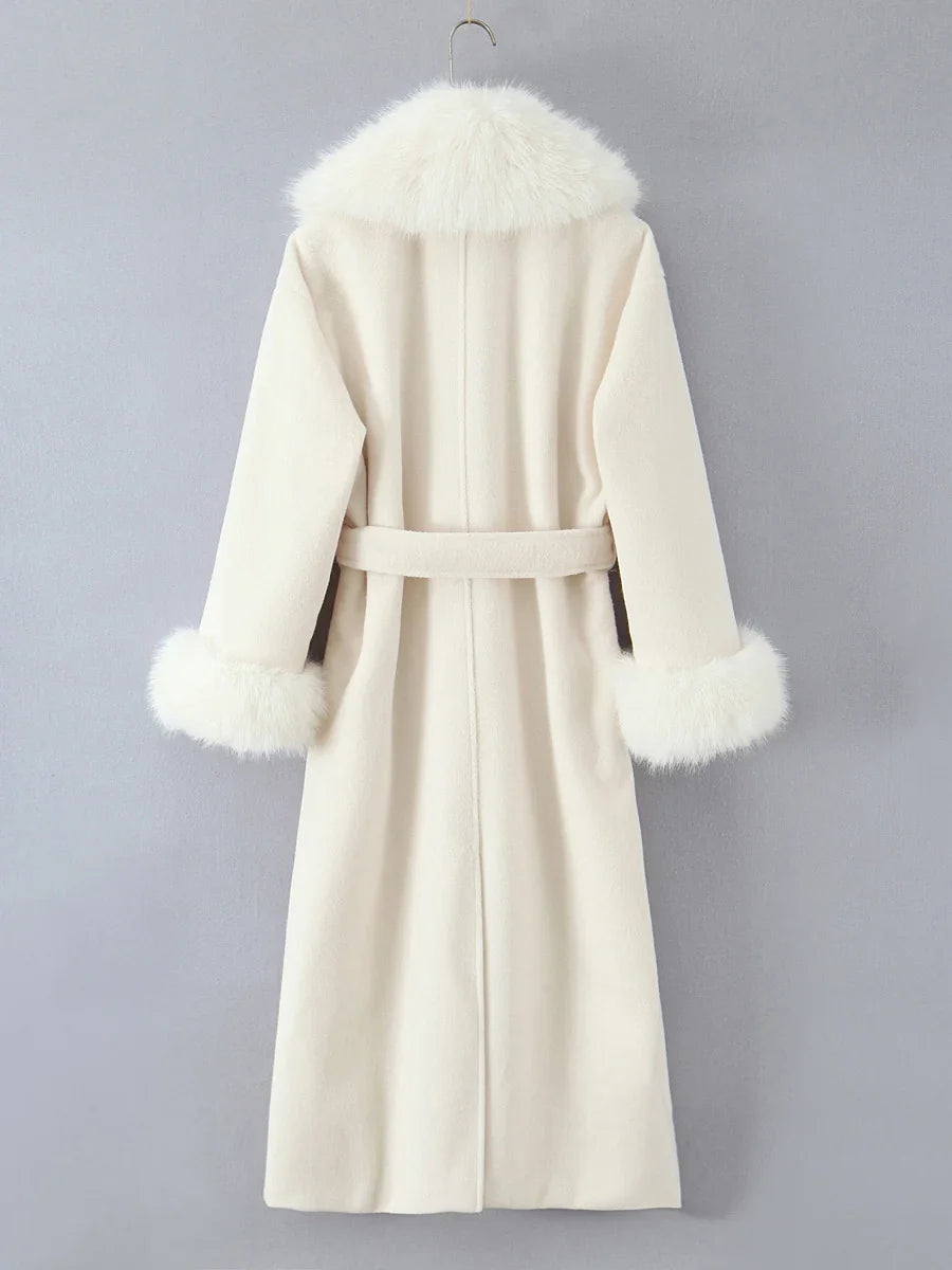 Fur Collar Elegant Trench Coat