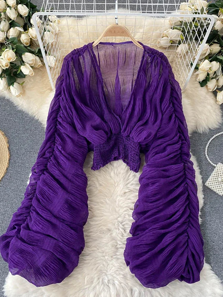 Chiffon Puff  Sleeve Top