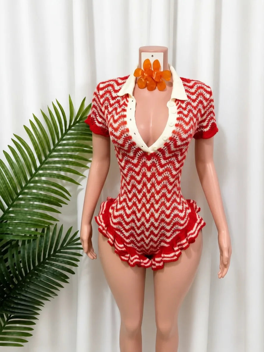 Esha Knit Ruffle Romper