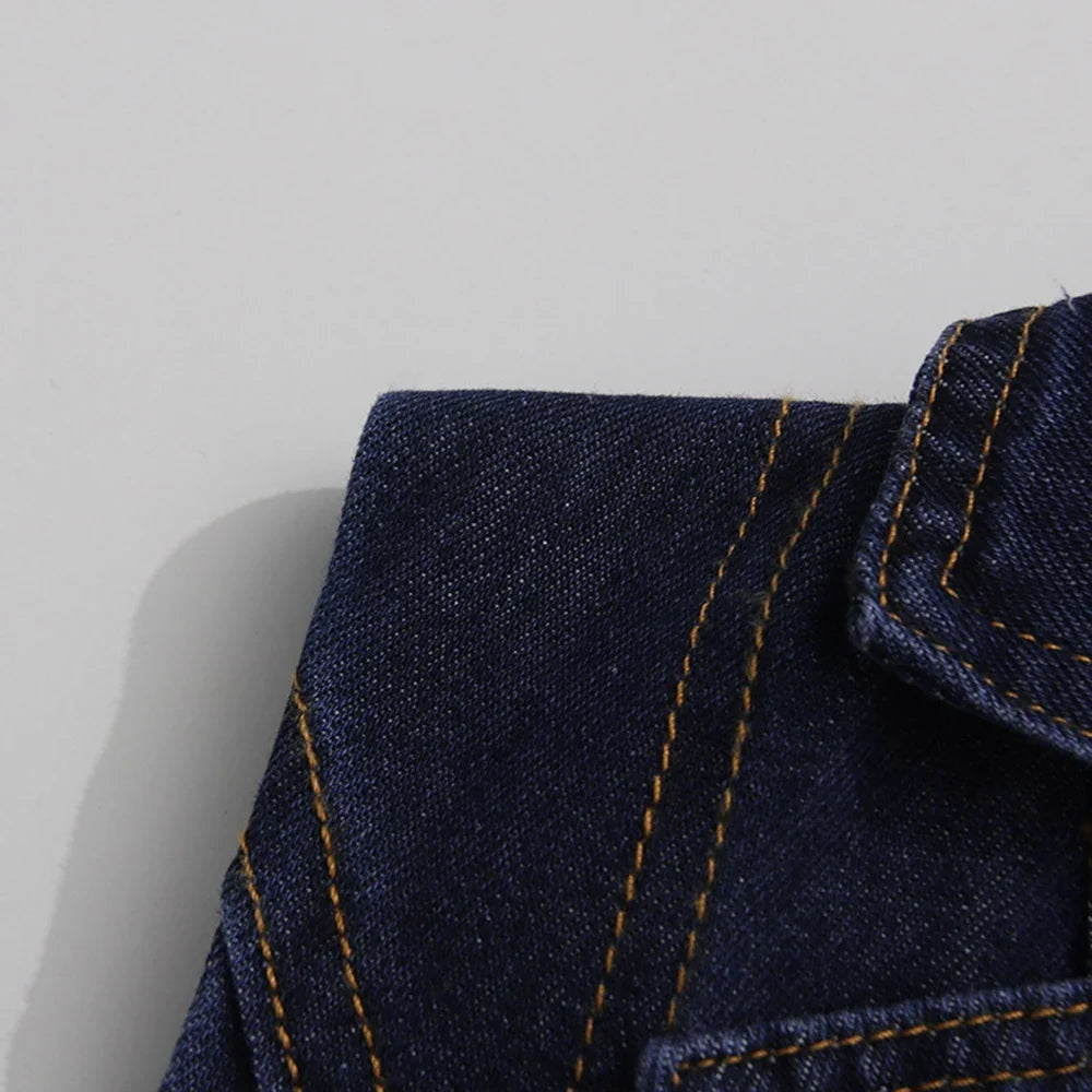 Belted Retro Denim Mini Dress