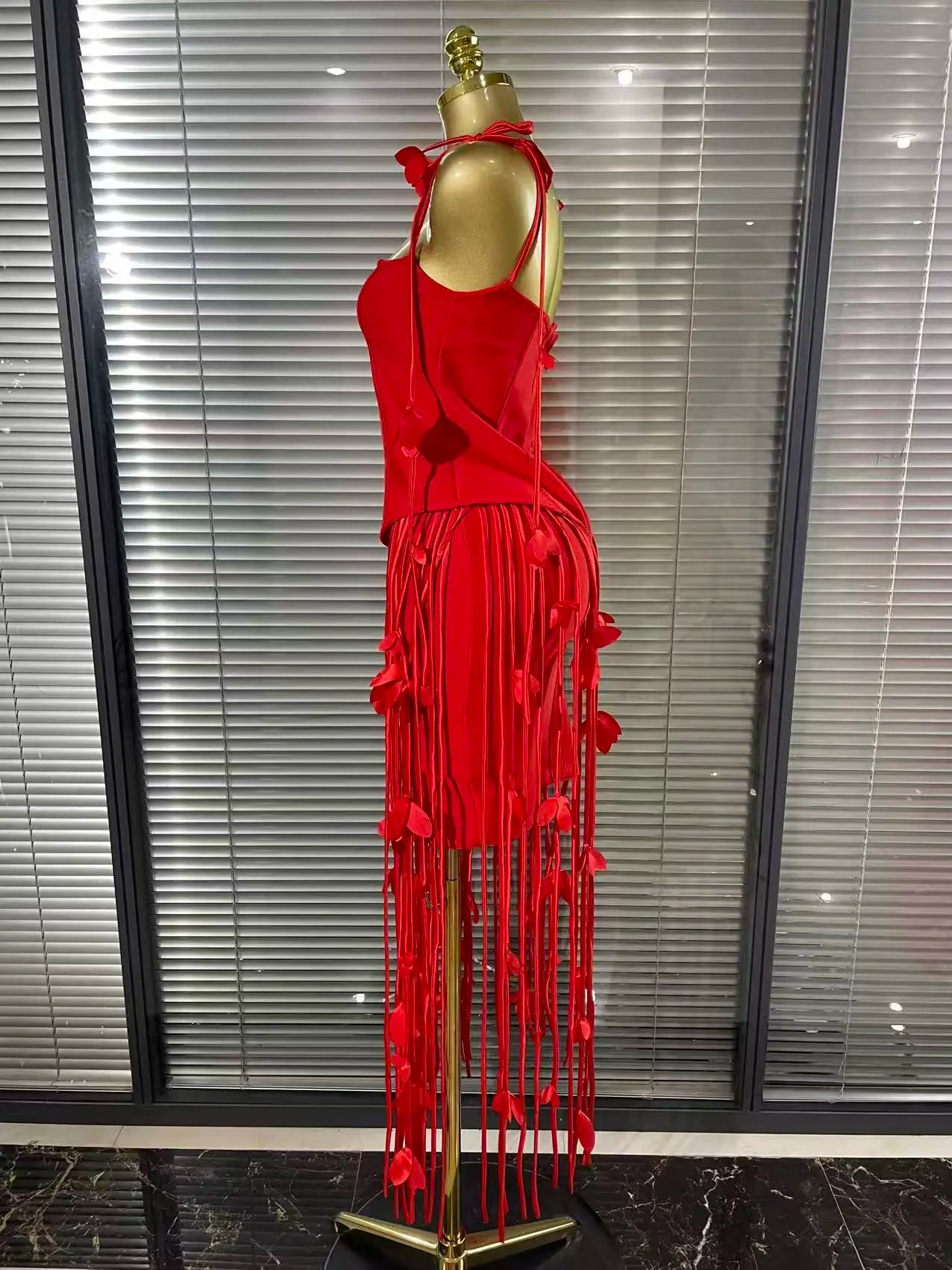 Floral Draped Bandage Dress