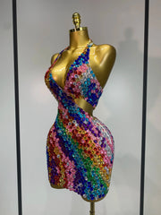 Amleia Rhinestone Mini Dress